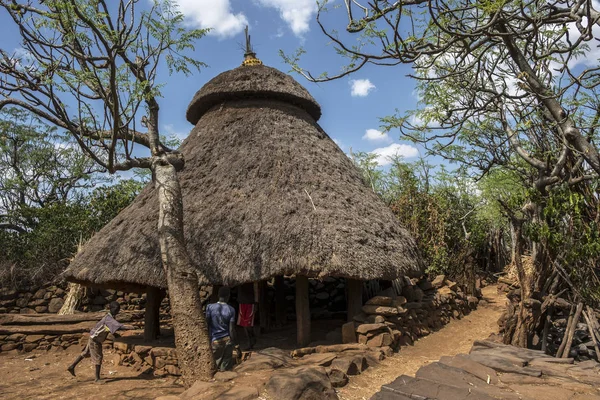 Gamole Ethiopie Janvier Enfants Non Identifiés Tribu Konso Jouant Dans — Photo