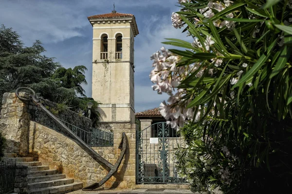 Iglesia San Jerónimo Campanario Casco Antiguo Herceg Novi Montenegro —  Fotos de Stock