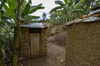 Kivu Gölü, Karongi, Kibuye, Ruanda 'daki Ruanda Adobe Evi.