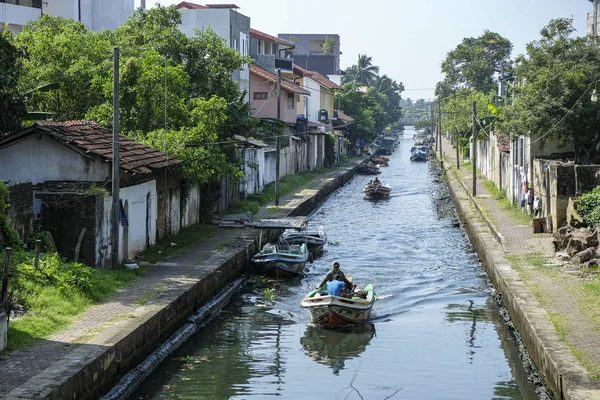 Negombo Sri Lanka Ocak 2020 Hamilton Kanalı Ndan Geçen Tekneler — Stok fotoğraf