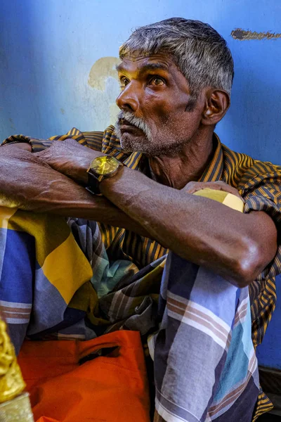 Kandy Sri Lanka Januari 2020 Man Som Reser Med Tåg — Stockfoto