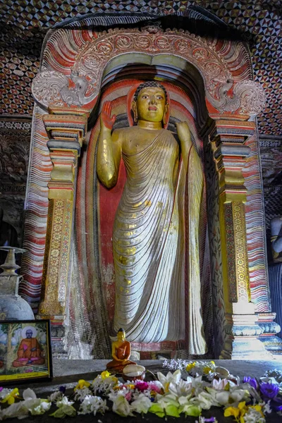 Dambulla Sri Lanka Fevereiro 2020 Estátua Buda Dentro Templo Caverna — Fotografia de Stock