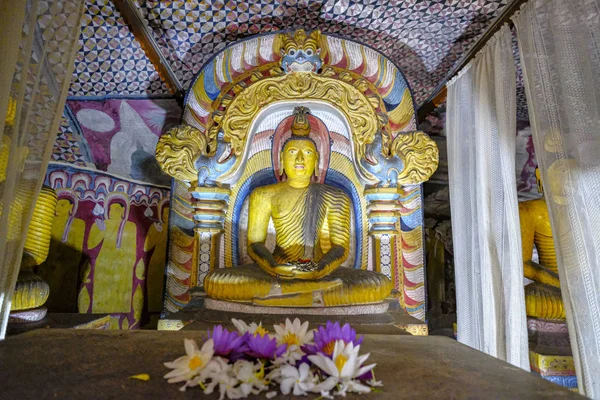 Dambulla Sri Lanka Février 2020 Statue Bouddha Intérieur Temple Grotte — Photo