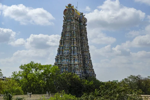 Madurai India Marzo 2020 Gopuram Del Templo Hindú Meenakshi Amman — Foto de Stock