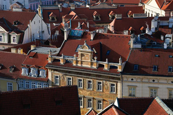 Panorama Van Praag Bovenaanzicht Rechtenvrije Stockfoto's