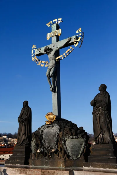 Rzeźba Świętych Moście Karola Pradze — Zdjęcie stockowe