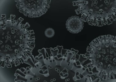 COVID-19 virüsünün resmi. 3d hazırlayıcı.