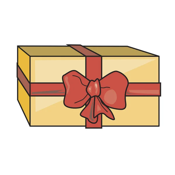 Kwadratowe pudełko na urodziny lub prezent gwiazdkowy. Wektor ilustracji — Wektor stockowy