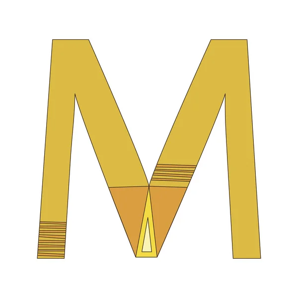 En vektor bokstaven M i det engelska alfabetet isolerad på vit rygg — Stock vektor