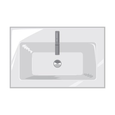 Musluk manzaralı bir kare 3D lavabo, modern bir vektör lavabo