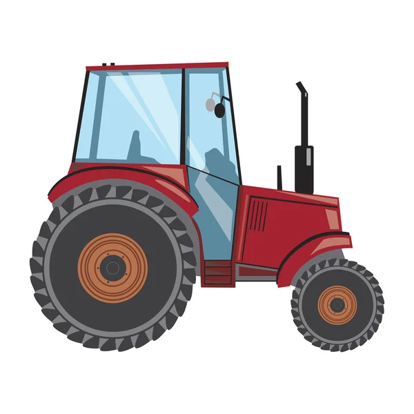 Ein roter Traktor mit Rädern, Schalldämpfer und Glas, ein Vektor — Stockvektor
