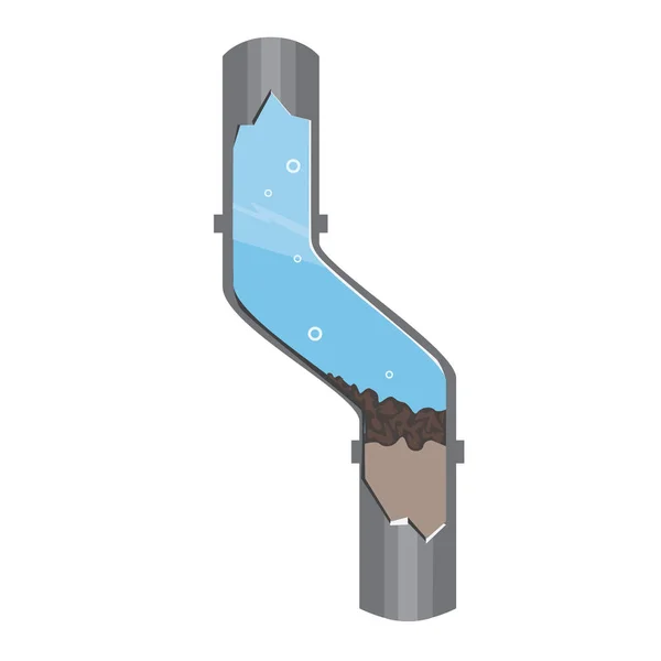 Beyaz sırtındaki çöplerle tıkanmış bir drenaj borusu.