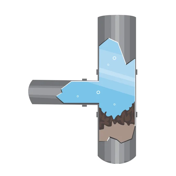 Ein verstopftes Rohr und Sanitärprobleme in Innenräumen, ein flacher Vektor st — Stockvektor
