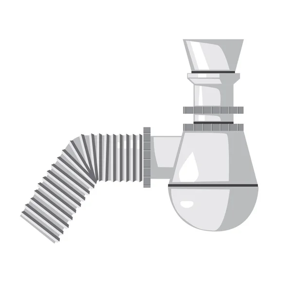 Um tubo de drenagem sob a pia no banheiro ou cozinha isolada — Vetor de Stock