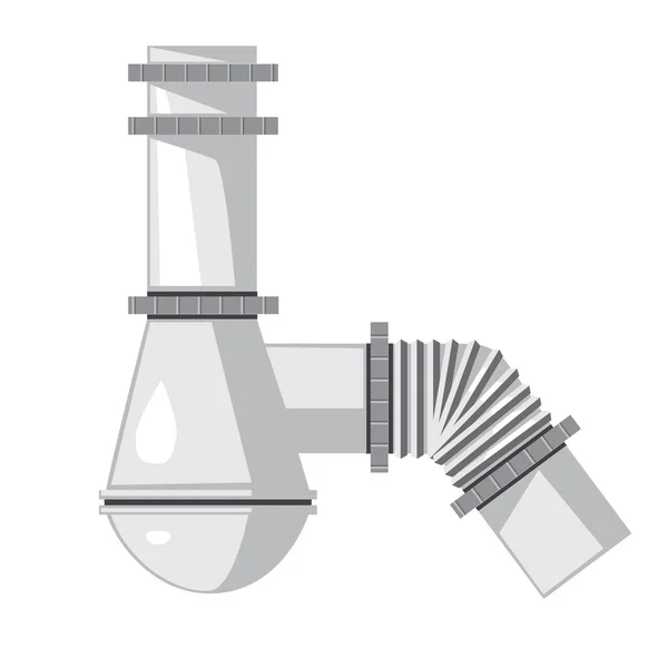 Een afvoerpijp onder de gootsteen in Indoor geïsoleerd op een whi — Stockvector