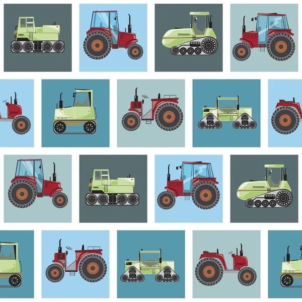 Un modello senza soluzione di continuità con trattori agricoli piatti per bambini o ragazzi , — Vettoriale Stock