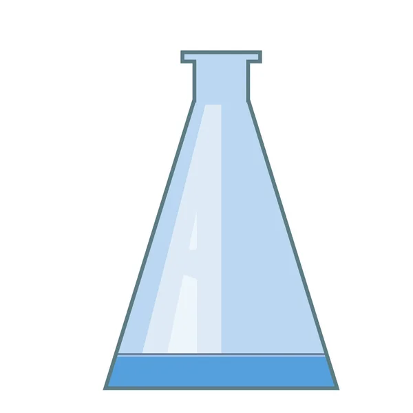 Une fiole ou un bécher en verre avec médecine bleue ou potion isolée sur — Image vectorielle