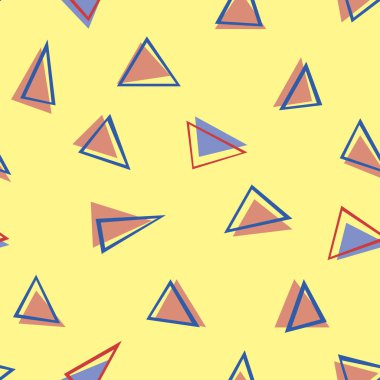 Üçgenleri ve sarı arkaplanı olan kusursuz bir desen.