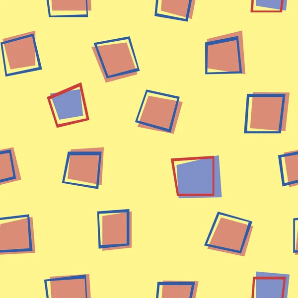 Ένα αδιάλειπτο μοτίβο με τετράγωνα σε κίτρινο φόντο για εκτύπωση — Διανυσματικό Αρχείο
