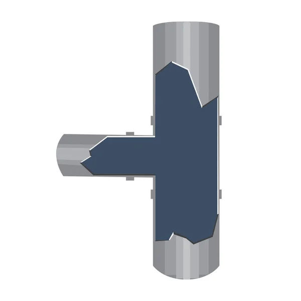 A cutaway potrubí kloub izolovaný na bílém pozadí pro design, — Stockový vektor