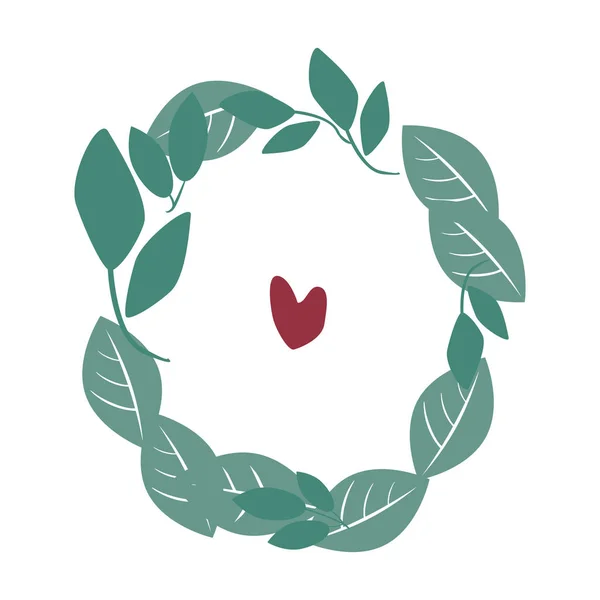 Una letra O con hojas verdes, ramas y corazones aislados en un — Vector de stock