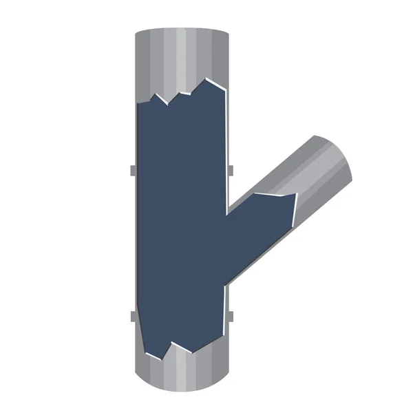 Um tubo de encanamento ou sistema de irrigação cortado isolado em fundo branco para projeto, uma ilustração de estoque vetorial com encanamento ou tubo de corte único para projeto — Vetor de Stock
