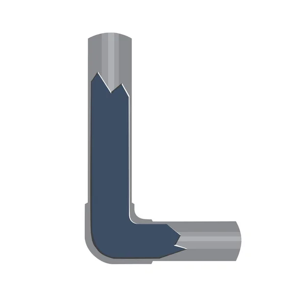 Um tubo de esgoto seccional com uma calha isolada em um fundo branco para projeto, uma ilustração de estoque vetorial com encanamento ou um único tubo para projeto — Vetor de Stock