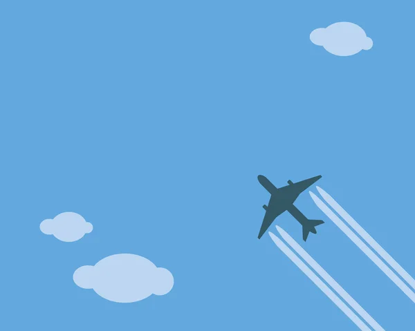 Ślad z samolotu na niebie, chmury i miejsce na tekst, płaski wektor ilustracja taboru z transportu lotniczego pasażerów i przestrzeni kopii jako koncepcji podróży — Wektor stockowy