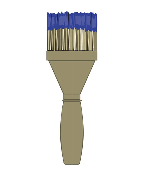 Квадратний пензлик у синій фарбі для художника ізольований на білому тлі, векторна стокова ілюстрація з художнім інструментом як логотипом для дизайну — стоковий вектор