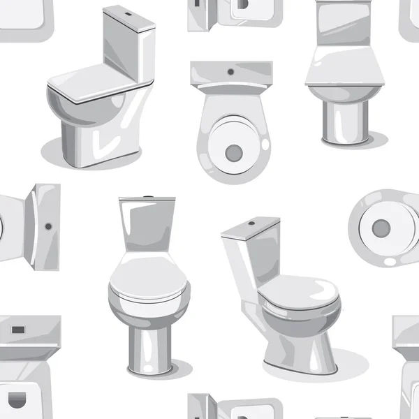 デザインの白を基調とした磁器や衛生陶器のトイレのあるシームレスなパターン、壁紙としてのフラットベクトルストックイラスト、 Wc用配管付きウェブの背景 — ストックベクタ