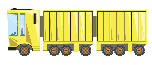 Lang Lkw Oder Straßenzug Mit Anhänger Und Führerhaus Isoliert Auf — Stockvektor