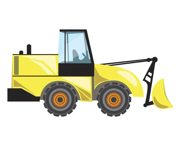 Uma Escavadeira Trator Industrial Com Balde Para Trabalhos Canteiro Obras — Vetor de Stock