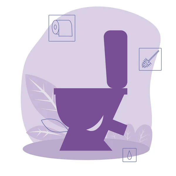 Silhouette Toilette Dans Une Flaque Eau Tant Que Concept Propreté — Image vectorielle