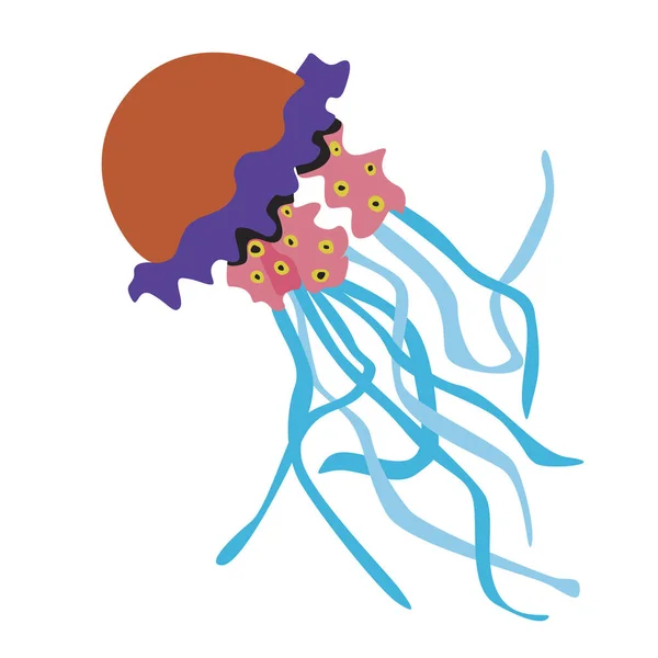 Fényes Medúza Elszigetelt Fehér Alapon Design Skandináv Gyermekek Állomány Vektor — Stock Vector