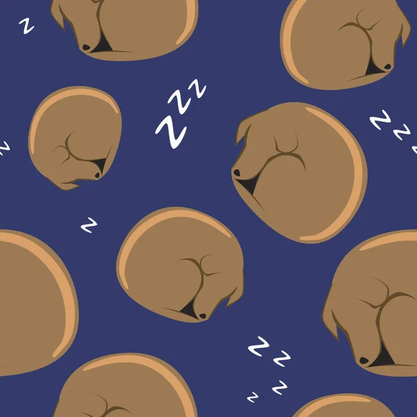 寝るラブラドールと文字Zとシームレスなパターン ベクトルストックベクトルとベッドや壁紙上の赤ちゃんのプリントのための夢の中で犬やペットとイラスト — ストックベクタ