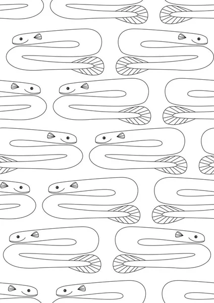 Modèle Sans Couture Livre Coloriage Pour Adultes Avec Des Poissons — Image vectorielle