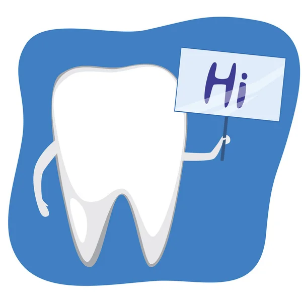Söt Tand Eller Kindtand Som Tecknad Figur Som Håller Ett — Stock vektor