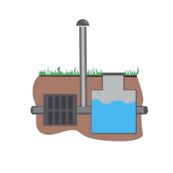 Sistema Filtragem Esgoto Água Drenagem Tubo Esgoto Bueiro Isolado Fundo — Vetor de Stock