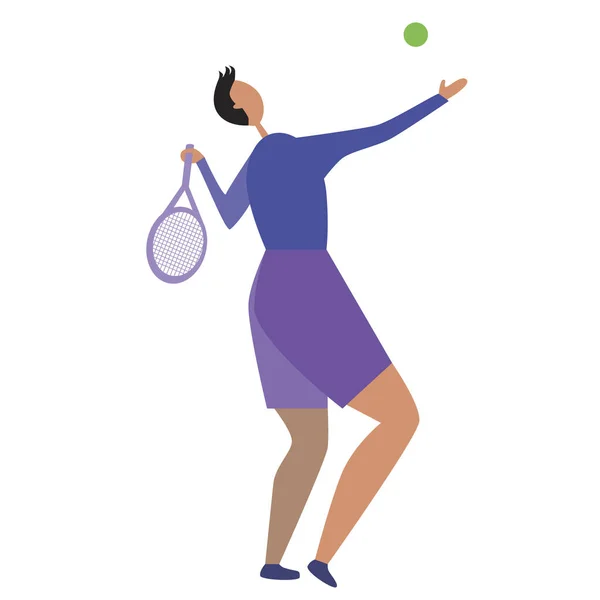 网球运动员 球拍隔离在白色背景的设计 斯堪的纳维亚的扁平向量群 用一个年轻男子或黑发男子作为体育概念来说明 — 图库矢量图片