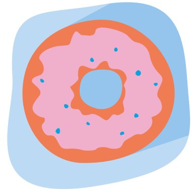 Tek bir simge ya da dizayn için amblem olarak jöleli tatlı çörek. Şekerci ya da şekerci dükkanı için jöleli ya da zararlı tatlandırıcılı bir çörek ile stok vektör düz çizim