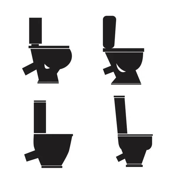 ロゴやアイコンとして白の背景に隔離されたトイレのボウルシルエット 黒いトイレのセットまたはコレクションとシルエットベクトルストックイラスト — ストックベクタ