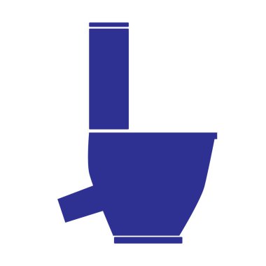 Modern bir nesne olarak sifon tankı olan bir klozet tasarım için beyaz bir zemin üzerinde izole edilir. Hijyenik tuvalet kapağı ve amblemi olan vektör stoku çizimi.