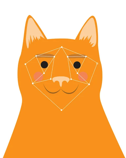 Bir Kızıl Kedinin Hayvanın Veya Evcil Hayvanın Yüzünü Dijital Teknolojinin — Stok Vektör
