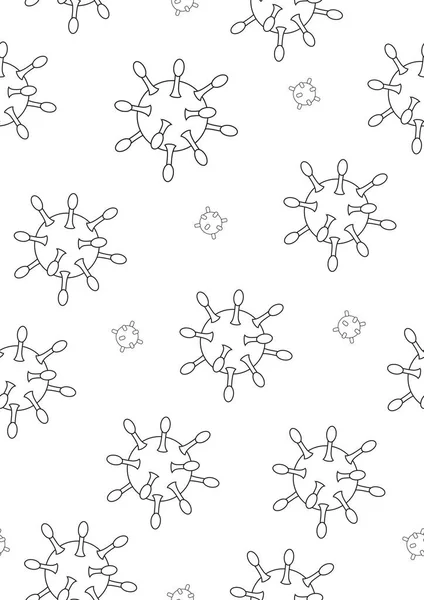 Modèle Sans Couture Avec Coronovirus Grippe Sous Microscope Comme Page — Image vectorielle