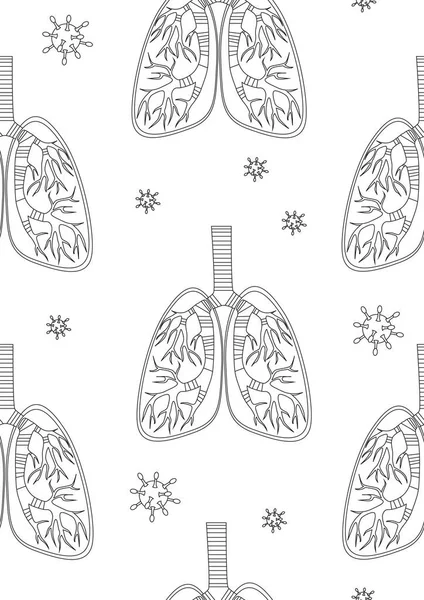 Seamless Pattern Bronchi Lungs Virus Flu Cell Concept Danger Disease — Stock Vector