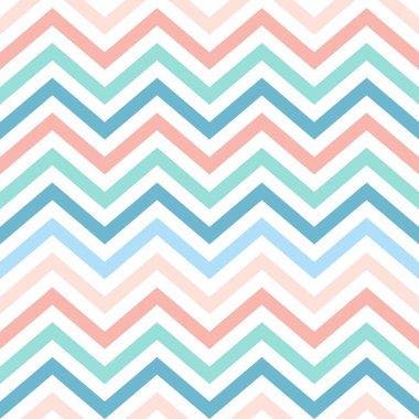 Kusursuz pastel renkli zig-zag deseni. Vektör İllüstrasyonu. Bez, battaniye, giysi, etiket, afiş, kapak, kart, web sitesi, ambalaj kağıdı. Yaz, bahar, sonbahar, sonbahar..