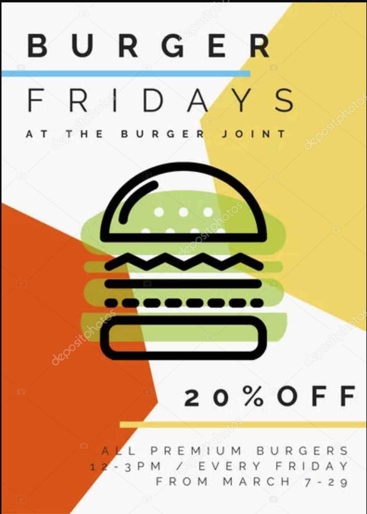 Burger Fast Food Template. Friday Discount on Burger. Vector Illustration