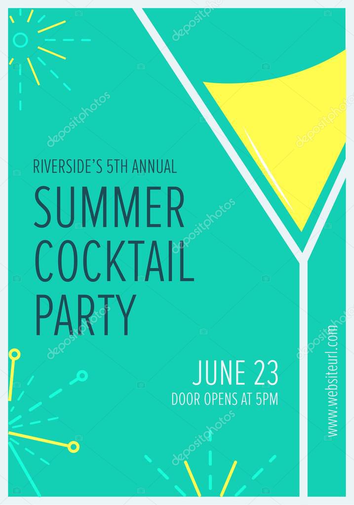 Cocktail Party Invitation Card Flyer Or Poster Design With Cocktail Glass On A Green Background Vector Illustration Premium Vector In Adobe Illustrator Ai Ai Format Encapsulated Postscript Eps Eps Format