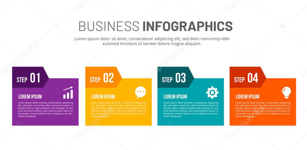 Infographics design vector and marketing icons can be used for workflow layout, diagram, annual report, web design. Business concept with 4 options, steps or processes.