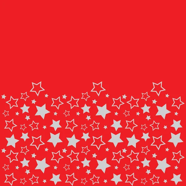 Frame with blank space for text. Border of silver stars. red background. Vector for Christmas and New Year greeting card, banner, invitation, packaging design, illustration pattern